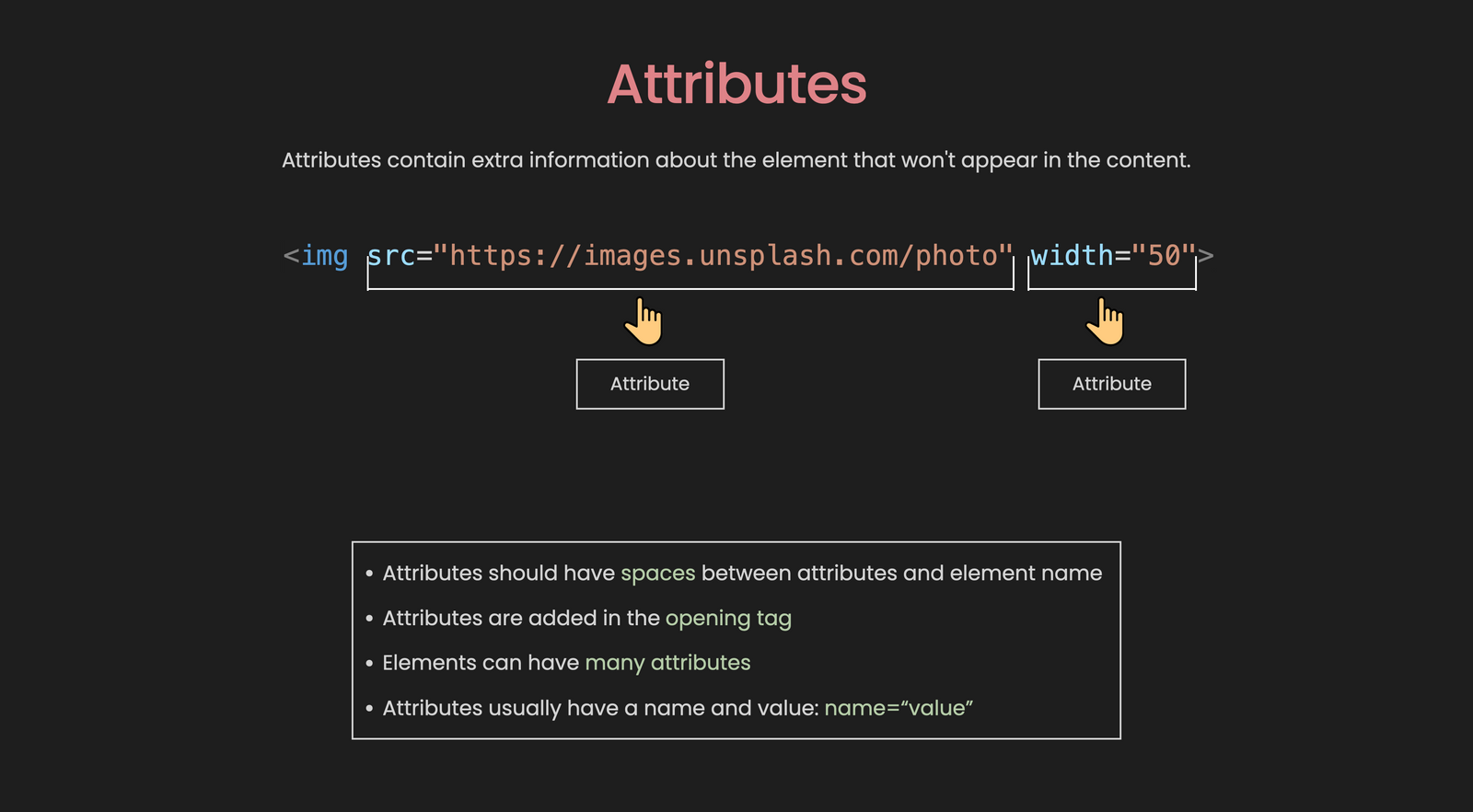Illustration of HTML attributes structure